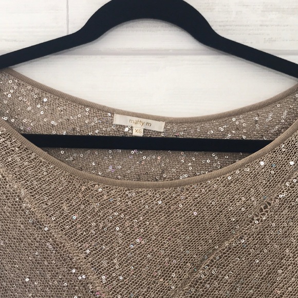 Gold sequence knit blouse- matty m. - Picture 2 of 5